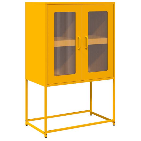 vidaXL Highboard Senfgelb 68x39x107 cm Stahl