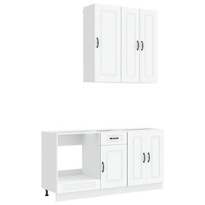 vidaXL K&uuml;cheneinheit KALMAR 5 stk. Wei&szlig; Holzwerkstoff