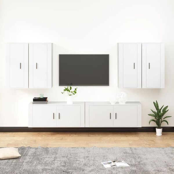 vidaXL 6-tlg. TV-Schrank-Set Wei&szlig; Holzwerkstoff