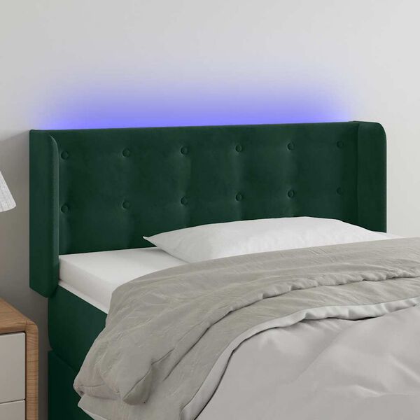 vidaXL LED Kopfteil Dunkelgr&uuml;n 83x16x78/88 cm Samt