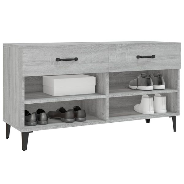 vidaXL Schuhschrank Grau Sonoma 102x35x55 cm Holzwerkstoff