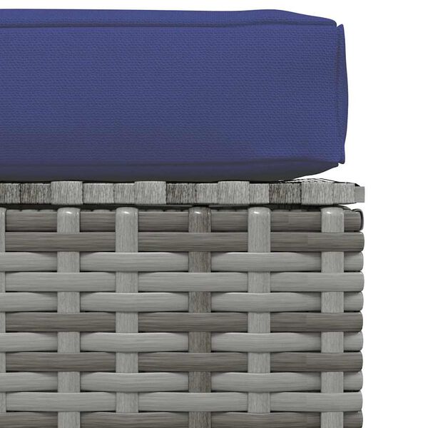 vidaXL Gartenhocker mit Kissen Grau 70x70x30 cm Poly Rattan