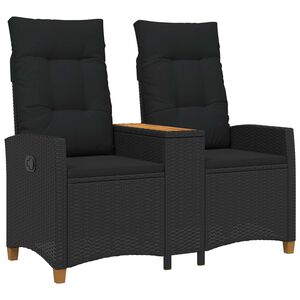 vidaXL Liegebank mit Tisch 2 -Seater 126 x 65 x 112 cm Poly-Rattan