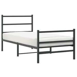 vidaXL Bettgestell mit Kopf- und Fu&szlig;teil Metall Schwarz 90x190 cm