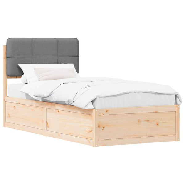 vidaXL Bettgestell mit gepolstertem Kopfteil Hellgrau 80 x 200 cm