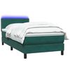 vidaXL Boxspringbett mit Matratze & LED Dunkelgr&uuml;n 100x210 cm Samt