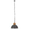 vidaXL H&auml;ngelampe Industriestil Grau Rund 32 cm E27 Mango Massivholz