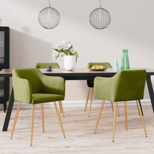 vidaXL Esszimmerst&uuml;hle 4 Stk. Hellgr&uuml;n Samt