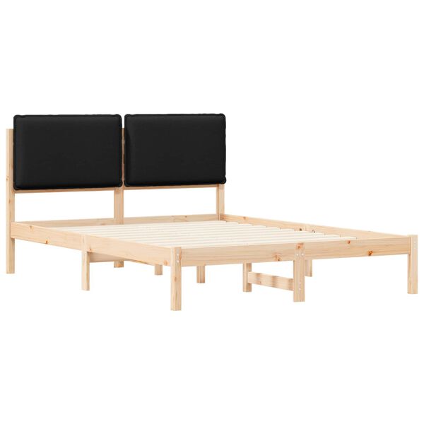vidaXL Bettgestell mit gepolstertem Kopfteil Schwarz 140 x 190 cm