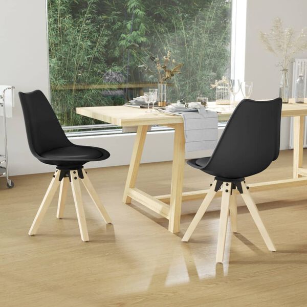 vidaXL Esszimmerst&uuml;hle 2 Stk. Drehbar Schwarz PP