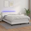 vidaXL Boxspringbett mit Matratze & LED Wei&szlig; 140x190 cm Kunstleder