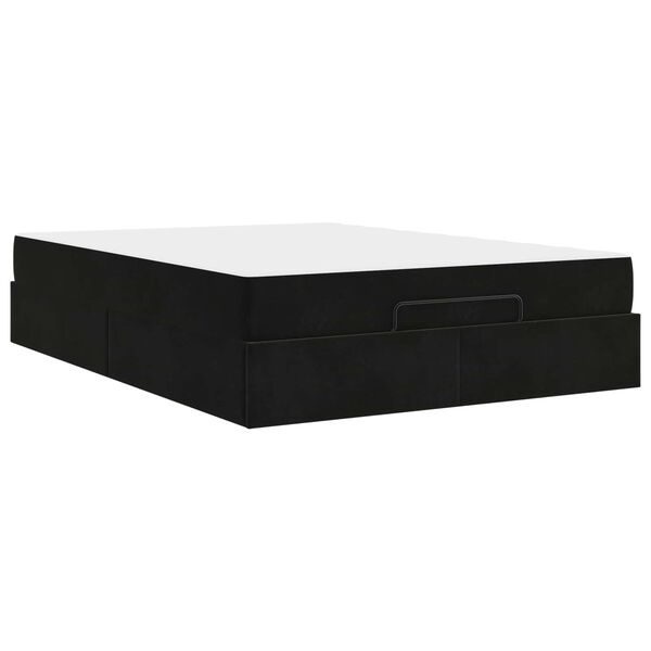 vidaXL Bettgestell mit Matratze mit Matratze 2 pcs Schwarz Samt