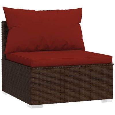 vidaXL 8-tlg. Garten-Lounge-Set mit Kissen Poly Rattan Braun