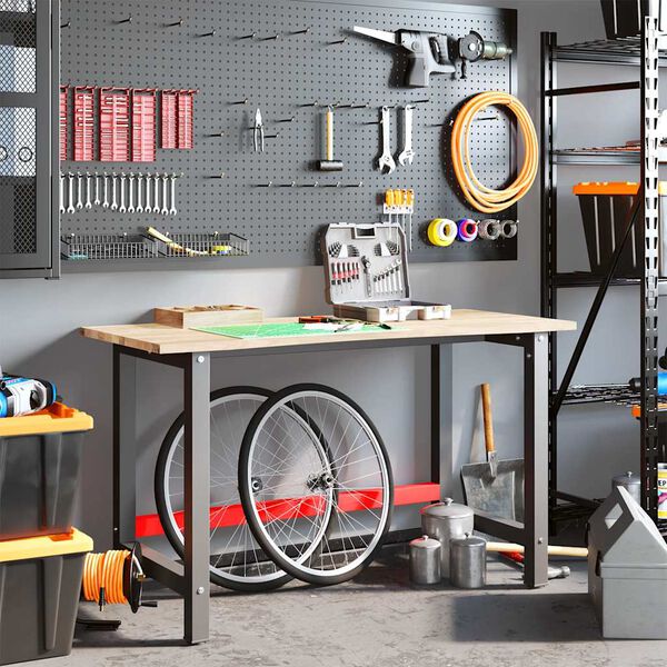 vidaXL Werkbank 140x60x81,5 cm Massivholz Eiche