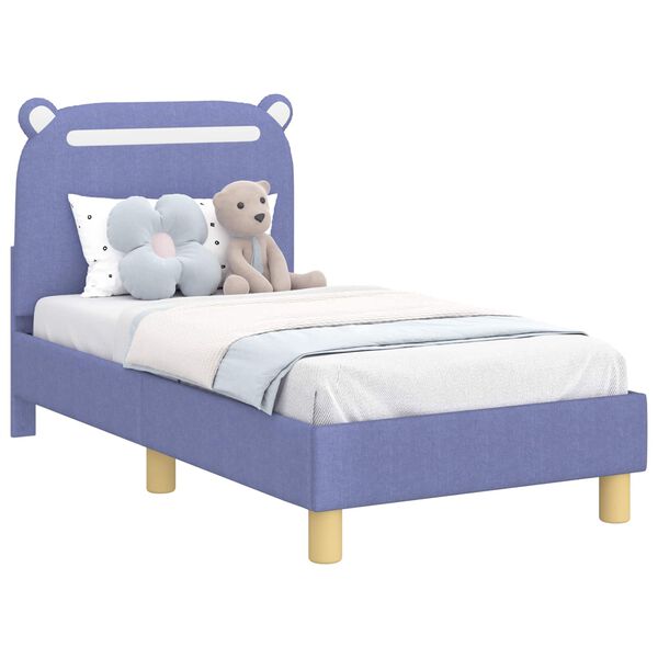 vidaXL Kinderbettgestell mit Kopfteil Jeans blau 70 x 140 cm Stoff