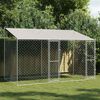 vidaXL Hundek&auml;fig mit Dach Silber 400 x 200 x 256 cm Stahl und PE