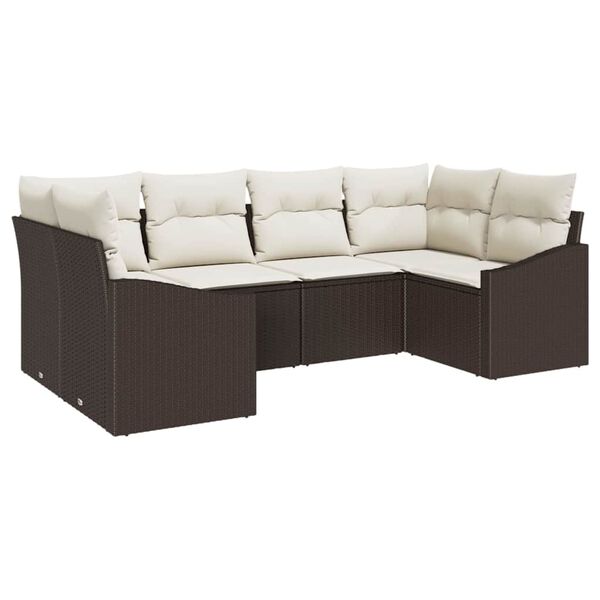 vidaXL Gartensofa-set mit Speicher 6 pcs Braun und Creme Poly-Rattan