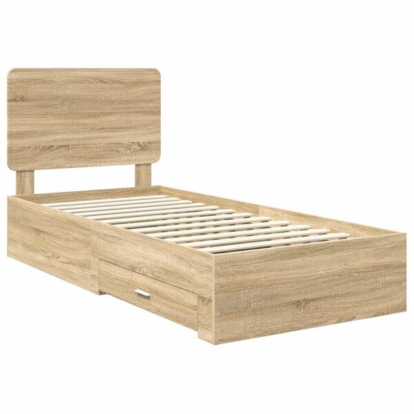 vidaXL Bettrahmen mit Kopfteil Sonoma-Eiche 90 x 190 cm Holzwerkstoff