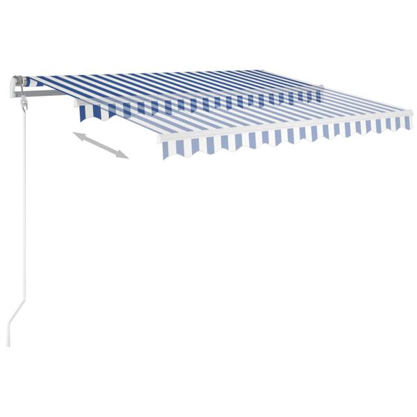vidaXL Markise Manuell Einziehbar mit LED 3,5x2,5 m Blau Wei&szlig;