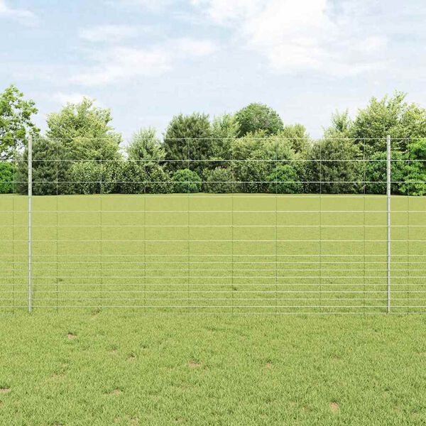 vidaXL Zaun mit Pfosten Silber 1,2 x 25 m Stahl