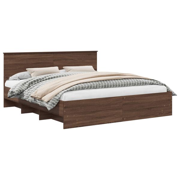 vidaXL Bettrahmen Braun Eichen-Optik 200 x 200 cm Holzwerkstoff