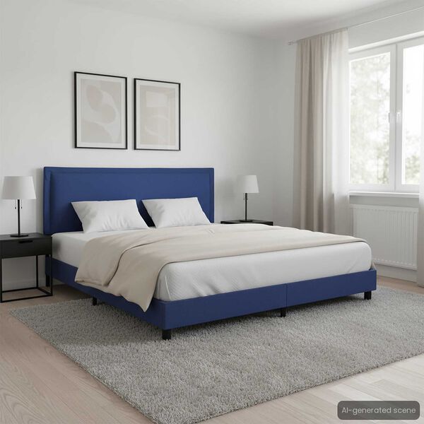 vidaXL Bettgestell ohne Matratze Blau Stoff 150x200 cm