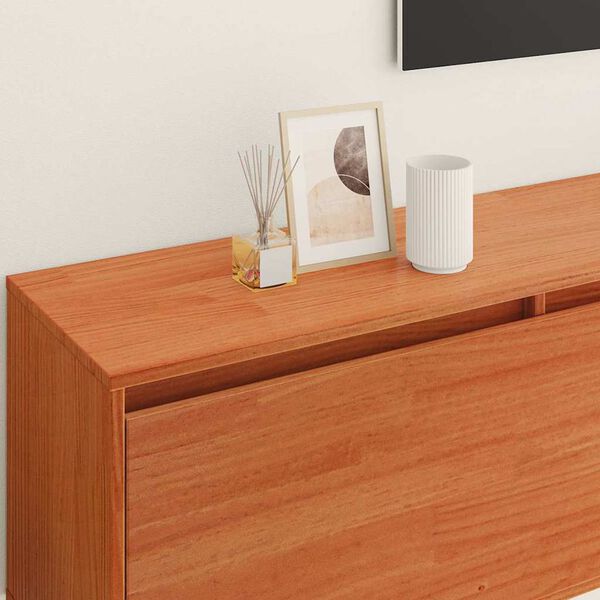 vidaXL Wandschrank mit Regal mit T&uuml;r Wachsbraun Massives Kiefernholz