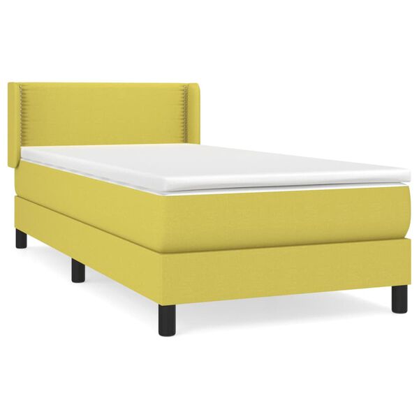vidaXL Boxspringbett mit Matratze Gr&uuml;n 90x200 cm Stoff