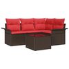 vidaXL Gartensofa-set mit Kissen 5 pcs Braun Poly-Rattan