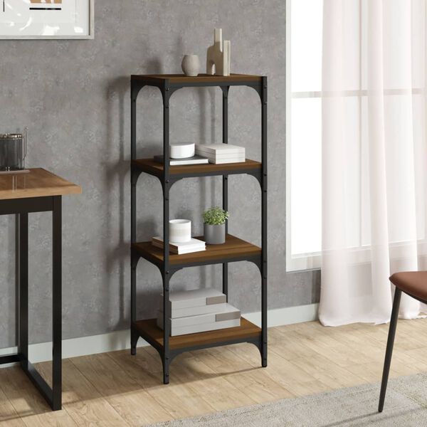 vidaXL B&uuml;cherregal Braun Eichen-Optik 40x33x100 cm Holzwerkstoff Stahl