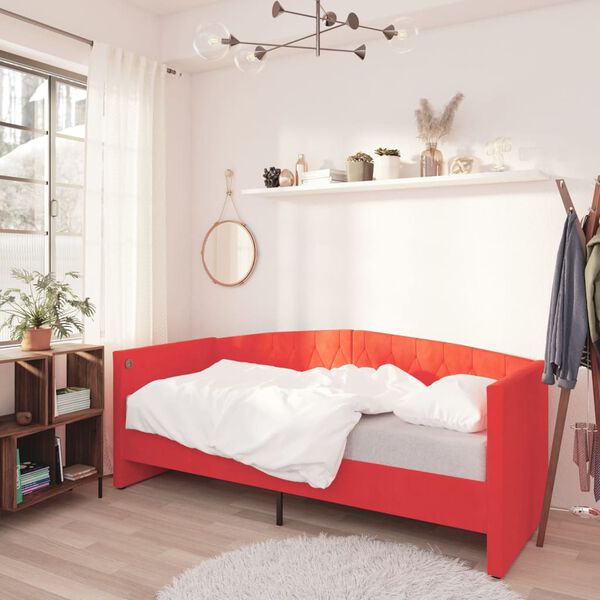 vidaXL Tagesbett USB Weinrot Samt 90x200 cm