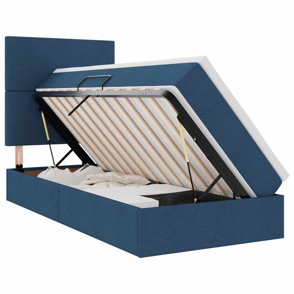 vidaXL Aufbewahrungsbett mit Matratze Blau 90 x 190 cm Polyester