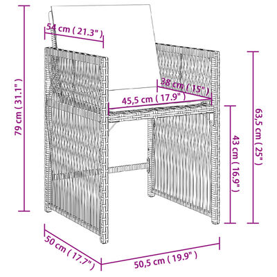 vidaXL Gartenstühle mit Kissen 4 Stk. Schwarz Poly Rattan