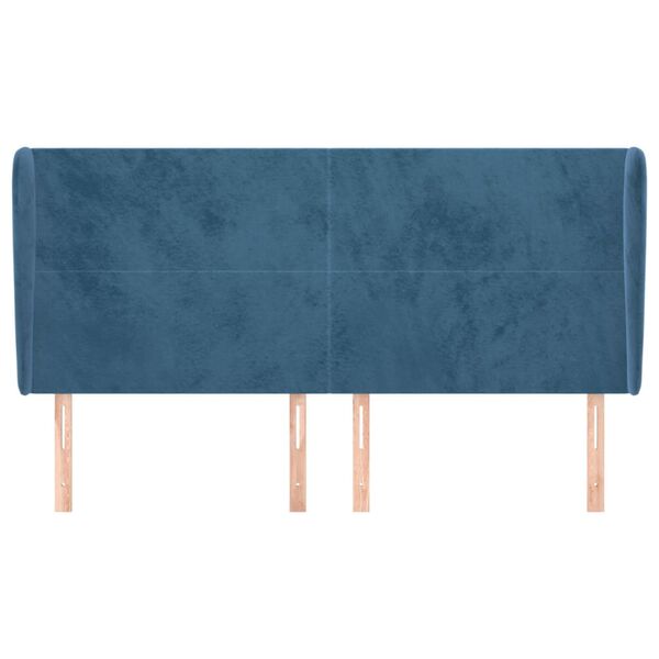 vidaXL Kopfteil mit Ohren Dunkelblau 183x23x118/128 cm Samt