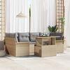vidaXL Garten-Sofa-Set mit Kissen 7 pcs Beige Poly Rattan