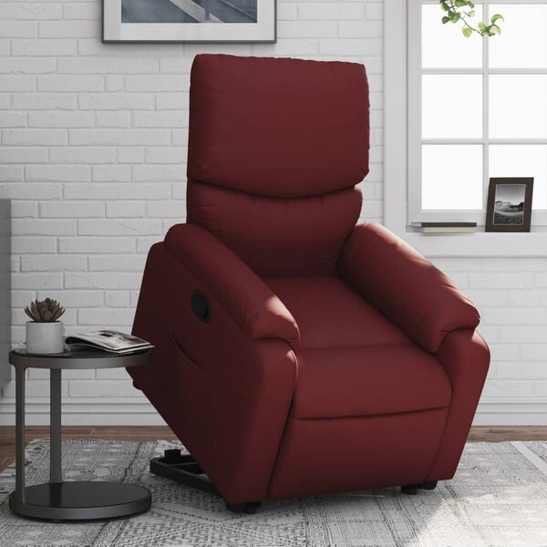 vidaXL Relaxsessel mit Aufstehhilfe Weinrot Kunstleder