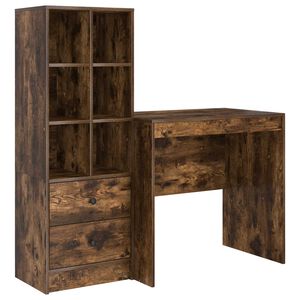 vidaXL Schreibtisch mit Schubladen mit Regal 2 pcs Ger&auml;ucherte Eiche