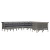 vidaXL 10-tlg. Garten-Lounge-Set mit Kissen Grau Poly Rattan