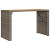 vidaXL Garten-Bartisch mit Holzplatte Grau 185x80x110 cm Polyrattan