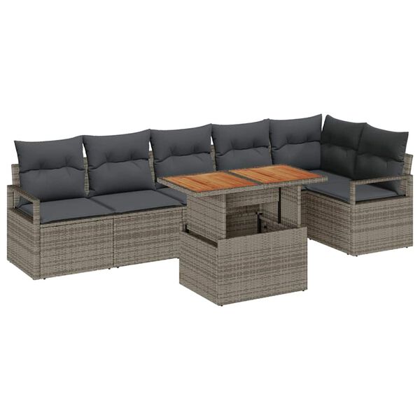 vidaXL Garten Essgruppe mit Kissen 7 pcs Grau und Braun