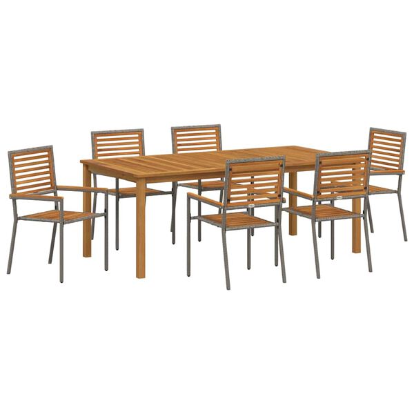 vidaXL Garten Essgruppe 7 pcs Grau Massivholz Akazie
