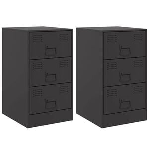 vidaXL Nachttische 2 Stk. Schwarz 34,5x39x62 cm Stahl