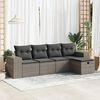 vidaXL 5-tlg. Garten-Sofagarnitur mit Kissen Grau Poly Rattan