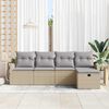 vidaXL Garten-Sofa-Set mit Kissen mit Speicher 5 pcs Beige Poly Rattan