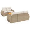 vidaXL 6-tlg. Garten-Sofagarnitur mit Kissen Beige Poly Rattan