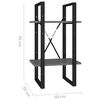 vidaXL B&uuml;cherregal 2 F&auml;cher Grau 40x30x70 cm Holzwerkstoff