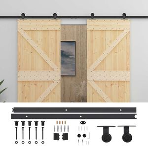 vidaXL Schiebet&uuml;r 2 stk. 80 x 210 cm Massives Kiefernholz