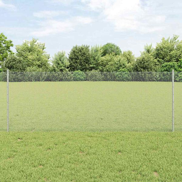 vidaXL Zaun mit Pfosten Silber 0,8 x 100 m Stahl