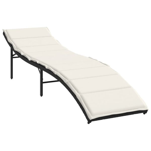 vidaXL Sonnenliegen 2 Stk. mit Tisch Schwarz Poly Rattan