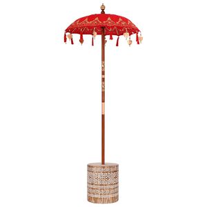 vidaXL Balinesischer Sonnenschirm mit Sockel Rot 95 x 95 x 260 cm